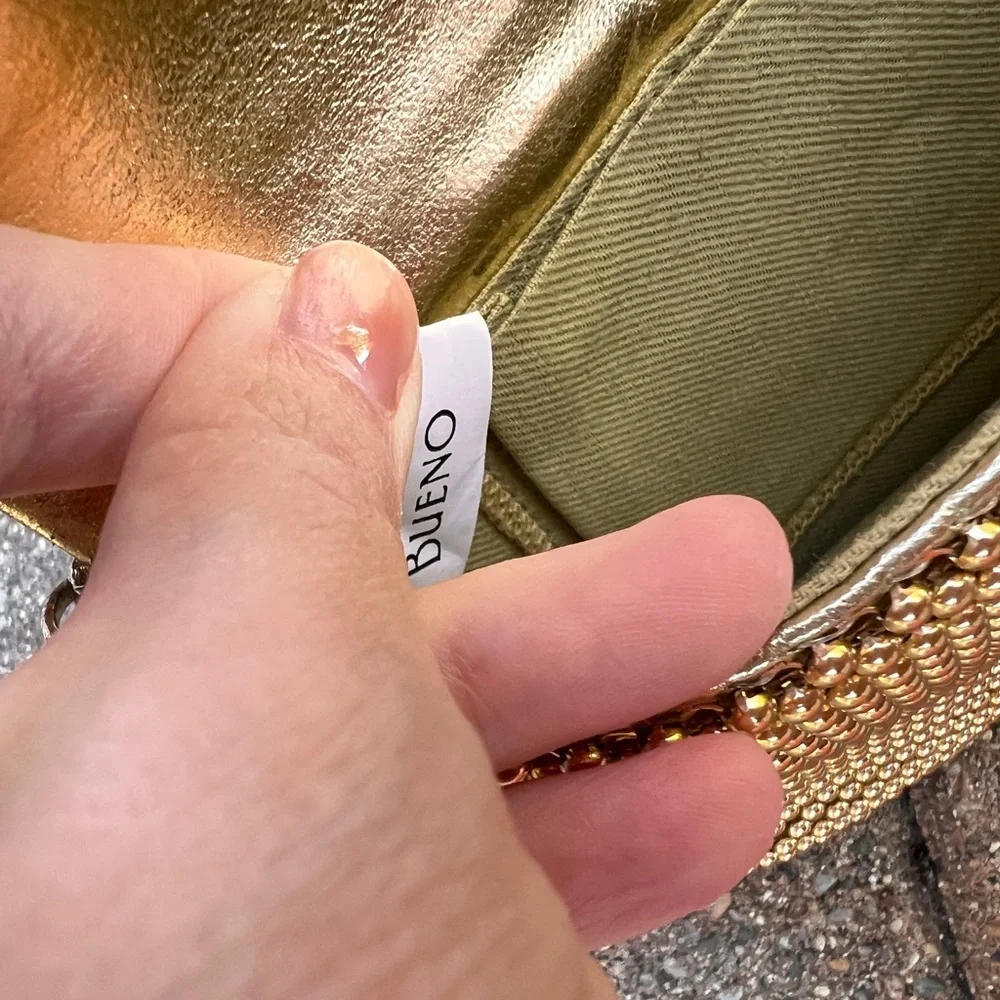Bueno Gold Beaded Clutch with Chain Strap - Picture 8 of 11